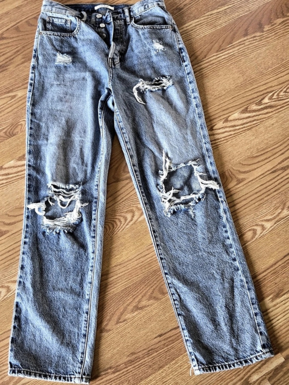 PacSun Dad Jean Distressed Straight Leg Jeans in Blue Waist 26 Y2K Denim 90s